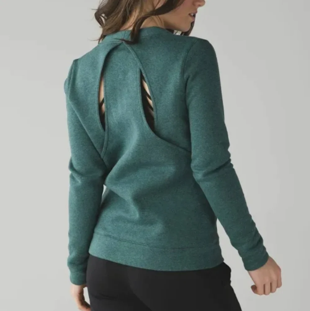 Lululemon Go Endeavor Heathered Green Sweatshirt with Cut Outs in Back